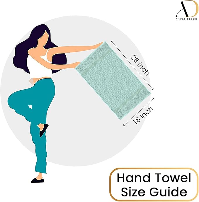 Ample Decor 100% Cotton Hand Towel for Kitchen Set of 2 Mint Green, Absorbent Premium Quality, Oeko TEX Certified, for Bathroom, Hotel, Spa, Gym, Kitchen - 18 X 28 Inch - Mulaayam Collection