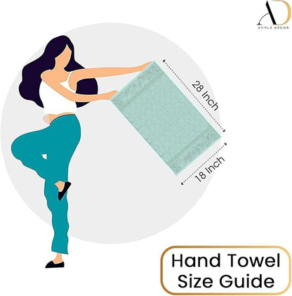 Ample Decor 100% Cotton Hand Towel for Kitchen Set of 2 Mint Green, Absorbent Premium Quality, Oeko TEX Certified, for Bathroom, Hotel, Spa, Gym, Kitchen - 18 X 28 Inch - Mulaayam Collection