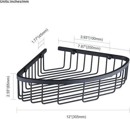 Bathroom Corner Shower Caddy Organizer, Corner-Hollow Design, SUS304 Stainless Steel Heavy Duty Rust-Proof Bathroom Shelf Organizer Holder, Wall Mounted Storage Rack, Matte Black