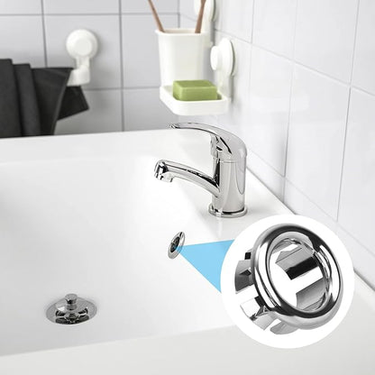 6pcs Sink Overflow Ring, Chrome Plated Bathroom Sink Overflow Trim Ring Cover Drain Hole Insert Cap for Kitchen Bathroom Basin Vanity & Ceramic Sinks