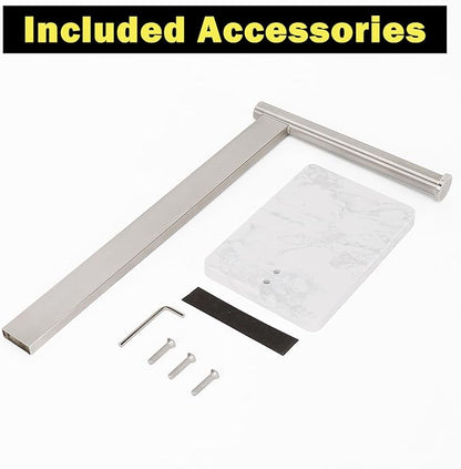 Stainless Steel L-Shaped Hand Towel Holder, SUS304 Bathroom Towel Rack with Thickened Base for Countertop Vanity (Brush Nickel, Square Base)