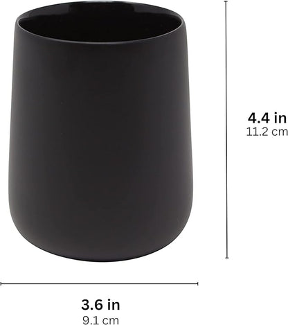 Matte Black Toothbrush and Toothpaste Holder and Cup for Bathroom Vanity and Countertop, Round Organizer for Electric Toothbrushes, Floss, Razors, Cotton, and Mouthwash