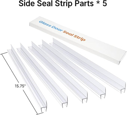 AmazerBath 5 PCS Shower Door Side Seal Strip for 1/2 Inch Glass - 15.75 Inches x 5, 5 Sections Segmented Shower Installation Kit, Frameless Glass Door Seal Strip