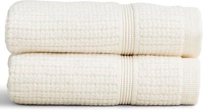 Preston Lane Douro Washcloth Set – 2 Pack Luxury Cotton Towels, Ultra Soft & Absorbent, Quick-Dry Spa-Quality Bathroom Towels, Made in Portugal, Alabaster