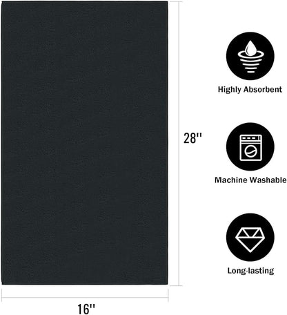 Orighty 6 Pack Black Hand Towels - Quick Drying & Absorbent Microfiber Gym Towels 16x28 inches - Lightweight & Thin White Yoga Towel - Multi-Purpose Camping Towel for SPA, Hotel & Bathroom