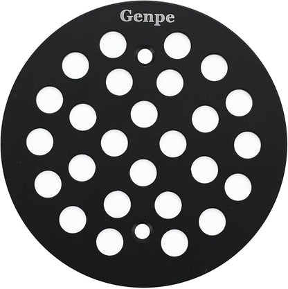 Round 4.25 Inch Screw-in Shower Drainer Cover Replacement 304 Stainless Steel 4-1/4 inch Floor Drain Grate with Screws Black