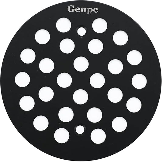 Round 4.25 Inch Screw-in Shower Drainer Cover Replacement 304 Stainless Steel 4-1/4 inch Floor Drain Grate with Screws Black