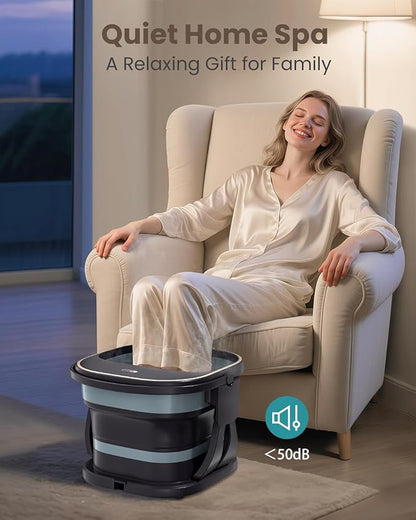 Puboo Collapsible Foot Spa Bath Massager with Heat, 95-115°F Precise Temp Control, Motorized Massage Rollers, Heated Foot Bath Soak Tub, Fits US Men’s Size 11, Gift for Christmas, New Year