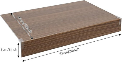 33 Inch Floating Shelves for Wall, 16 Inch Deep Hanging Shelf, Large Display & Storage Shelf for Bathroom, Bedroom, Living Room, Set of 5 (Dark Wood Color, 24 Inch)
