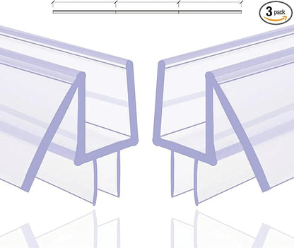 B1 Shower Door Bottom Seal Sweep Stop Shower Leaking, 3-Pack*15.7inch Frameless Glass Seal Strip for 3/8″ Glass, Total Length 47″, 3 Section Segmented Installation(15.7inch*3)