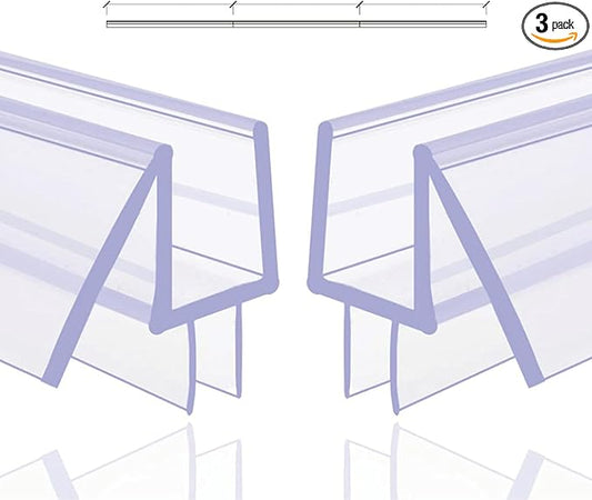 B1 Shower Door Bottom Seal Sweep Stop Shower Leaking, 3-Pack*15.7inch Frameless Glass Seal Strip for 3/8″ Glass, Total Length 47″, 3 Section Segmented Installation(15.7inch*3)