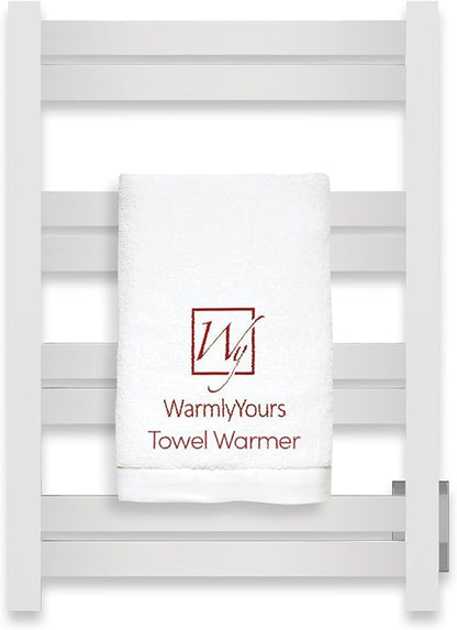WarmlyYours Heated Towel Warmer Rack, 8-Bar, Hardwired, Integrated On/Off Switch with Light, 304-Stainless Steel (Maple)