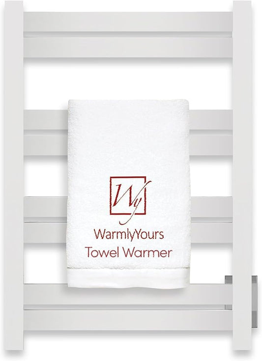WarmlyYours Heated Towel Warmer Rack, 8-Bar, Hardwired, Integrated On/Off Switch with Light, 304-Stainless Steel (Maple)