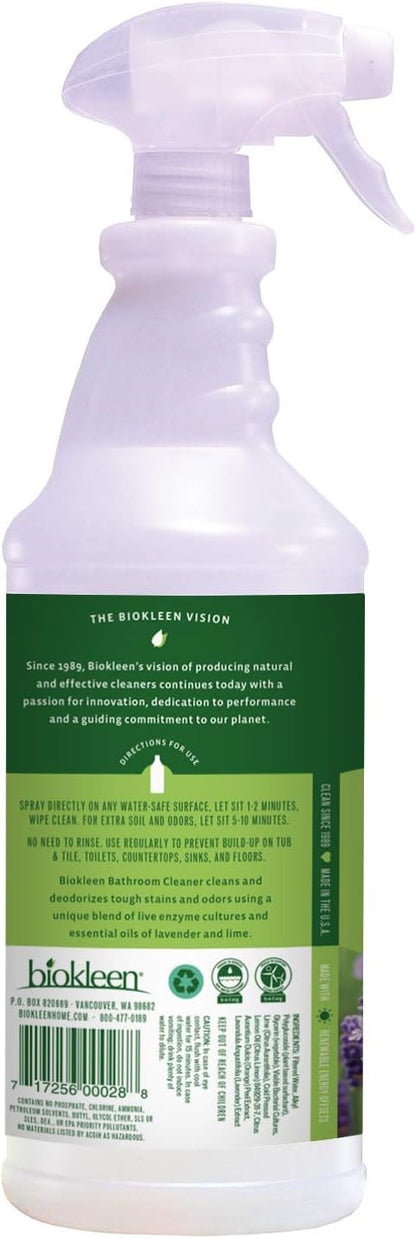 Biokleen Bac-Out Bathroom Cleaner, Eco-Friendly, Non-Toxic, Plant-Based, No Artificial Fragrance, Colors or Preservatives, 32 Ounces (Pack of 6)