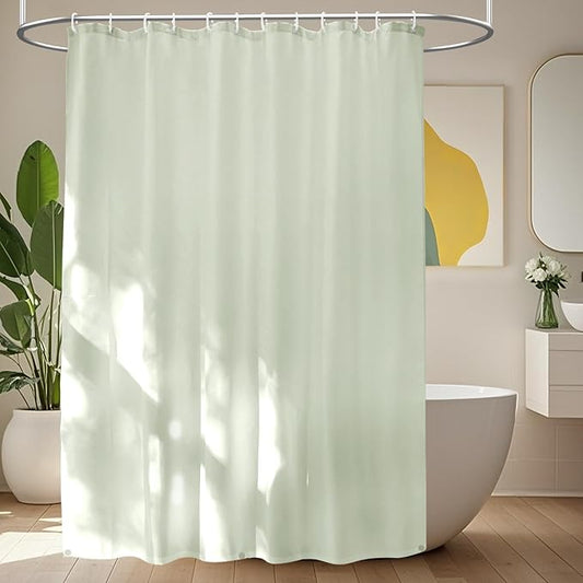 Waterproof Fabric Shower Curtain Liner with 3 Extra-Large Magnets, 72 x 72 inch Washable Cloth Shower Liner Hotel Quality, Pastel Green Lightweight Shower Curtain for Bathroom