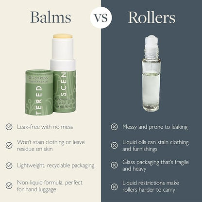 Scentered Aromatherapy Stress Relief Balm Stick - De Stress Essential Oil Roll On Calm Carry for Relaxation - Natural Stress Reliever - Chamomile, Rosemary - Self-Care Stocking Stuffers for Women
