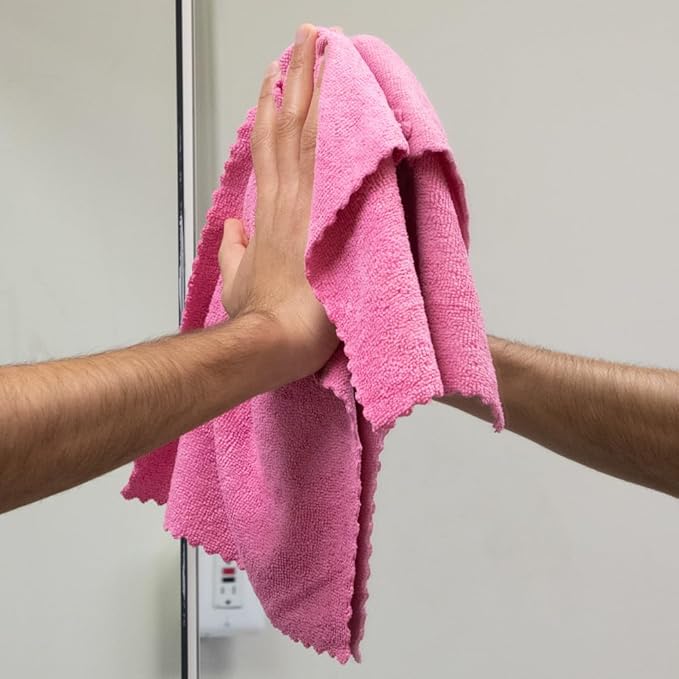 Arkwright Smart Rags in Box - (Bulk Case of 400) Lint Free, Large Microfiber Cleaning Cloth, Scratch & Streak-Free, Dispensable Wash Towels for Cars, Kitchen, and Window Glass, 16 x 16 in, Pink