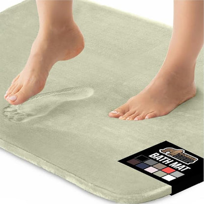 GORILLA GRIP Memory Foam Bath Mat, Soft Absorbent Velvet Bathroom Mats, Durable Dots on Underside, Machine Washable Bathmat, Carpet Rug Room Decor for Shower Tub Floor RV, 48x24 Rugs, Sage