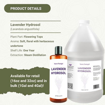 Lavender Hydrosol - Pure Steam Distilled Floral Water Spray for Face Toner, Facial Mist & DIY Skincare - Lavandula Angustifolia Hydrating Skin Refresher & Linen Spray - 100% Natural 16oz 2packs
