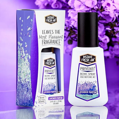 Signature PRIVENTI Toilet Spray, Lavender Parfum Bathroom Spray with Noxban Technology Odor Elimination, Travel Size, Long-Lasting Freshness for Home, Travel or Work, 2.4 Oz. - INSTANT FRESH AIR