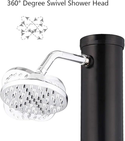 VINGLI Solar Heated Shower, 5.5 Gallon Outdoor Shower with Shower Head and Foot Shower Tap for Outdoor Backyard Poolside Beach Pool Spa,Black (5.5 Gallon)