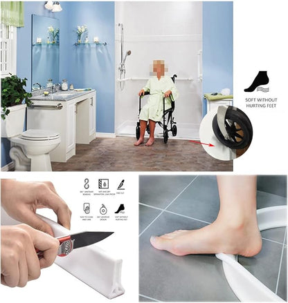 78Inch Collapsible Shower Threshold Water Dam 2" High Shower Barrier Water Stopper 2" Tall Shower Water Guard To Keep Water In Shower Dry And Wet Separation Bathroom Wheelchair Accessible