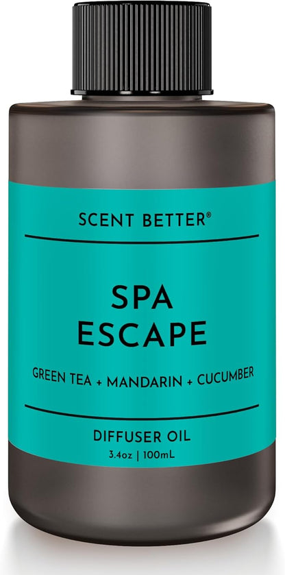 Scent Better Spa Escape Aroma Essential Oil Blend: an Aromatherapy Blend of Green Tea, Mandarin, and Cucumber for Ultrasonic Diffusers & Nebulizers (3.3 Fl Oz, 100 mL)