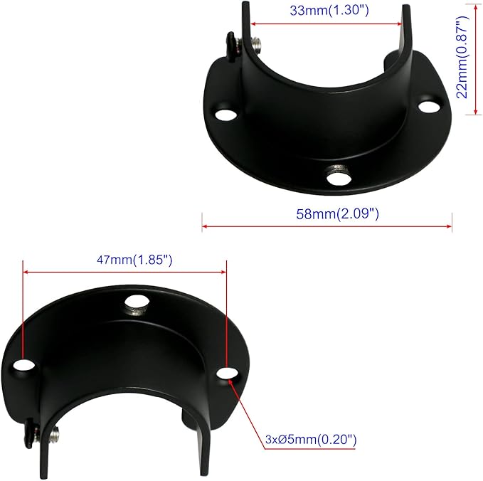 4Pcs Opening Diameter 32 mm (1-1/4"), Stainless Steel Matte Black Flange Rod Bracket Curtain Shower Curtain Rod Mounting Bracket Closet Rod End Support Receptacle