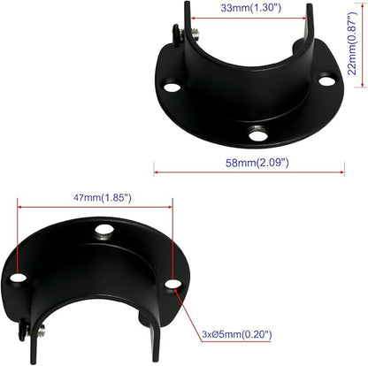 4Pcs Opening Diameter 32 mm (1-1/4"), Stainless Steel Matte Black Flange Rod Bracket Curtain Shower Curtain Rod Mounting Bracket Closet Rod End Support Receptacle