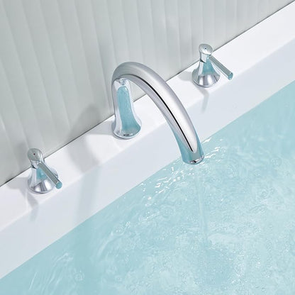 Roman Tub Faucet Deck Mount Tub Filler 2 Handles Polished Chrome Bathtub Faucet Brass Bathroom Faucet