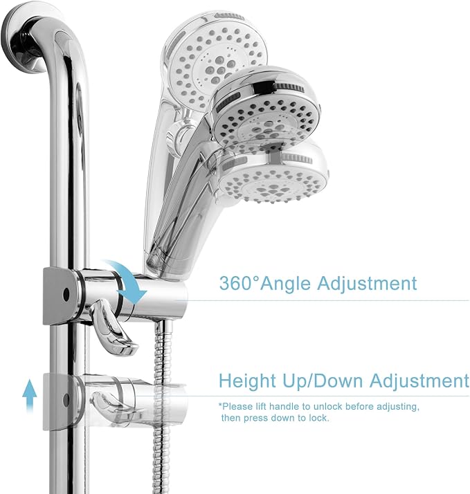 OFFO ADA Handshower Shower Grab Bar Head Holder, Universal Fit 1.25''(32mm) Hand Held Shower Bracket for Handicap Grab Bar, Detachable Bathroom Replacement, 360 Degree Rotation Sprayer Holder, Chrome