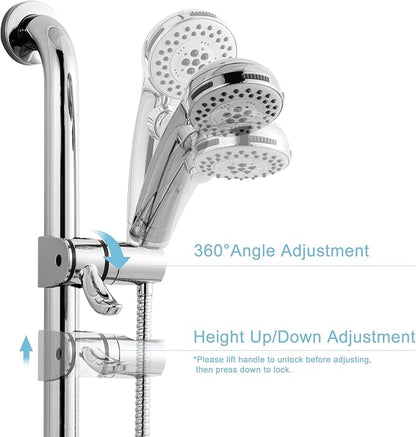 OFFO ADA Handshower Shower Grab Bar Head Holder, Universal Fit 1.25''(32mm) Hand Held Shower Bracket for Handicap Grab Bar, Detachable Bathroom Replacement, 360 Degree Rotation Sprayer Holder, Chrome