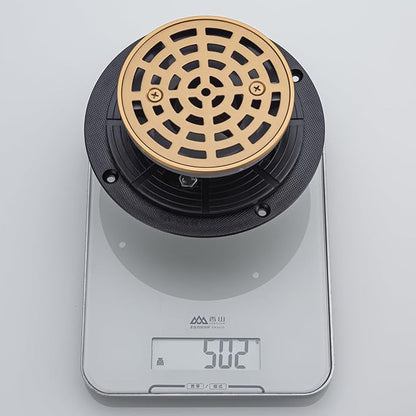 RANDOM Round Shower Drain SUS304 Stainless Steel Champagne Bronze Shower Drain 4 inch with Adjustable PVC Base Flange,Shower Floor Drain with Removable Cover Grid Grate