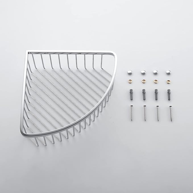Bathroom Shower Caddy Corner Shelf Basket, Ultra Sturdy Rust-Proof Stainless Steel Shelf Organizer Shampoo Holder, Wall Mounted Storage Rack for Bathroom Kitchen, Polished Chrome