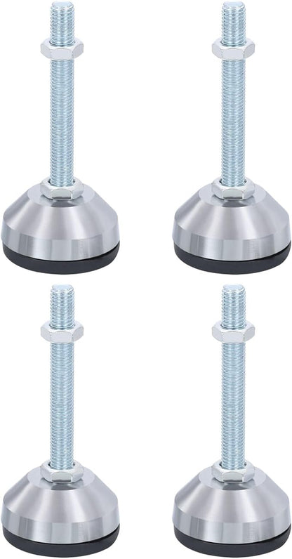 PATIKIL Furniture Leveling Feet 2.4" Dia Base M12 Thread, 4 Pcs Carbon Steel Adjustable Threaded Furniture Levelers Screw on Leg Levelers with Pads for Desk Chair Cabinet, Black