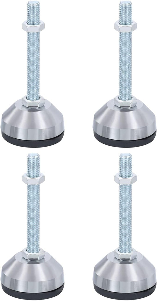 PATIKIL Furniture Leveling Feet 2.4" Dia Base M12 Thread, 4 Pcs Carbon Steel Adjustable Threaded Furniture Levelers Screw on Leg Levelers with Pads for Desk Chair Cabinet, Black