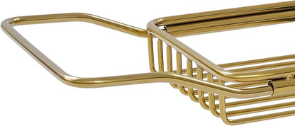 Bathtub Tray Caddy for Luxury Bath, Stainless Steel 26.8-35.4 in Expandable Extra Wide Bath Tub Tray with Natural Marble and Mobile/Tablet Stand, Ideal for Home Spa Lovers (Gold + Green)