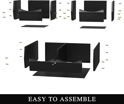 3 Set Bamboo Pantry Organizers and Storage, Open Front Vegetable Fruit Seasonings Stackable Storage Bins, Rustic Stacking Storage Bins for Pantry, Office, Bedroom, Kitchen Counter Organizer (Black)