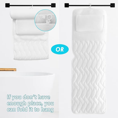 AEROiVi Full Body Bath Pillow with Lumbar Pillow Bathtub Cushion with 14 Suction Cups 3D Air Mesh Fit Any Tub Luxury Bathroom Accessories
