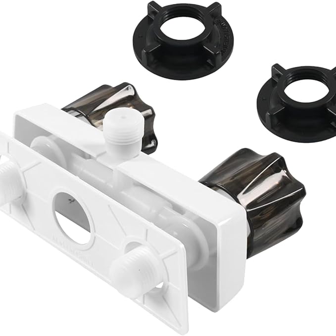RV Shower Faucet, Camper Shower Faucet Replacement, with 2 knobs 4 Inches Outdoor Faucet use for Mobile outside Van Travel Trailer Motorhome Bathroom and Boat, White