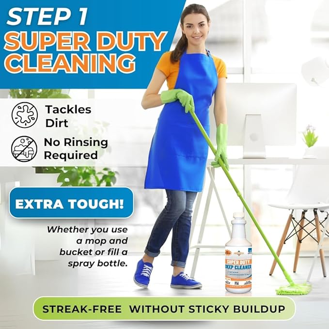 Super Duty Degreaser – Heavy Duty Tile & Grout Cleaner for Kitchens, Bathrooms & Floors – Removes Grease, Soap Scum & Deep Stains – Non-Corrosive Concentrate