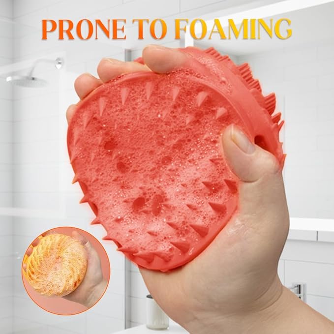 2 in 1 Silicone Body Scrubber & Scalp Scrubber, 2026 Upgrade Handheld Shower Scrubber for Body and Head, Cleansing Skin Brush Gentle Exfoliating and Stress Relax Hair Growth (3 Color)