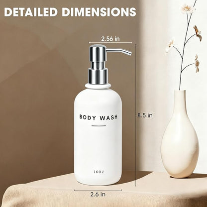 Set of 3 Shampoo and Conditioner Dispenser - 16oz Durable Shower Soap Dispenser and Shampoo Bottles - Easy to Refill Bathroom Decor