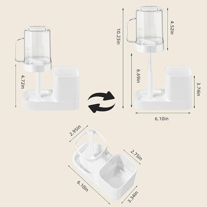 Toothbrush Holder with Cup/Cover Contains 2 Slots, Bathroom Counter Organizer for Electric Toothbrush, Toothpaste, Razors & Small Comb, Tooth Paste Holder for Home Hotel Countertop, White