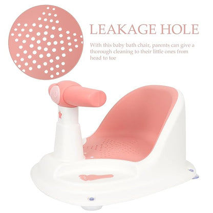 Bath Seat with Suction Cups for Stability Non-Slip Shower Chair Comfortable Sit-up Support Bathtub Seat for Newborns and Boy Girl Bathing Essential in Pink