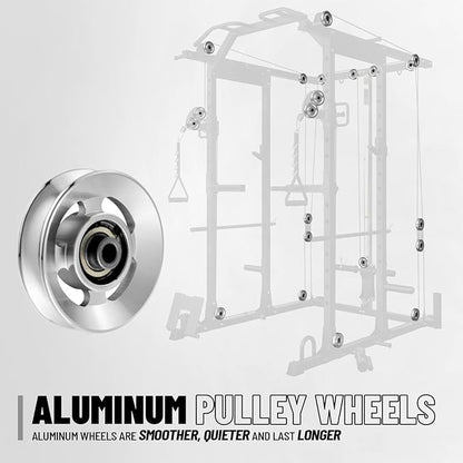 Mikolo Power Cage, Power Rack with Cable Crossover System, 1500LBS Squat Rack with LAT Pull Down System, Workout Cage with Pulley System for Fitness Home Gym