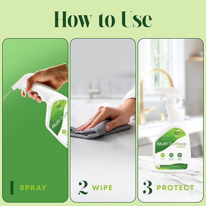 Good Salt Home Multi-Surface Cleaner Spray, Probiotic All Purpose Cleaner, Made in the USA, 32 Ounce Bottle, 2-Pack
