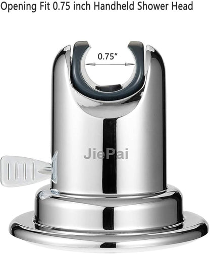 JiePai Vacuum Suction Cup Shower Head Holder,Adhesive Adjustable Suction Handheld Shower Holder Bracket,Removable Wall Mount Holder for Bathroom,Chrome