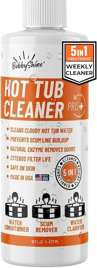 Spa Chemicals for Hot Tub – 5-in-1 Hot Tub Maintenance Kit & Cleaner – Inflatable Hot Tub Accessories for Adults – Outdoor Spa Clarifier – Helps Remove Scum & Cloudy Water – Made in USA – 16oz