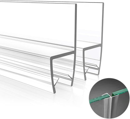 2PCS 78" Shower Door Side Seal Strip for 3/8" (10mm) Frameless Glass, Clear PVC Waterproof Shower Sweep, Easy to Install, No Adhesive Needed, Cuttable & Durable for Leak Prevention